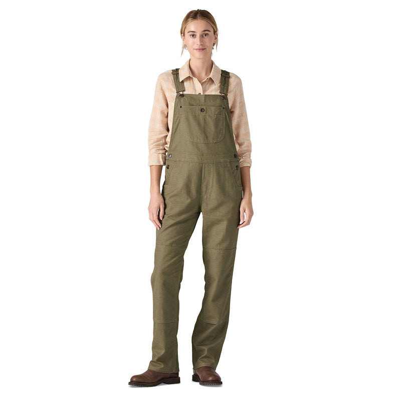 W's All Seasons Hemp Canvas Bib Overalls - Reg | Back TGRN