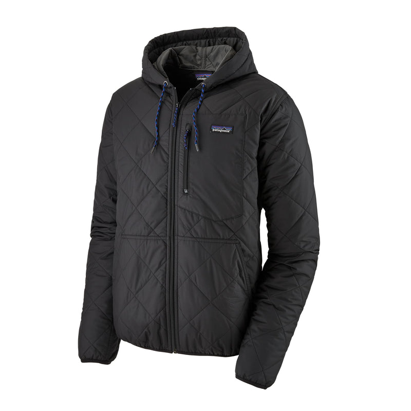 Men's Diamond Quilted Bomber Hoody | Front BLK