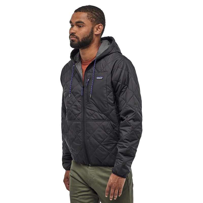 Men's Diamond Quilted Bomber Hoody | Back BLK